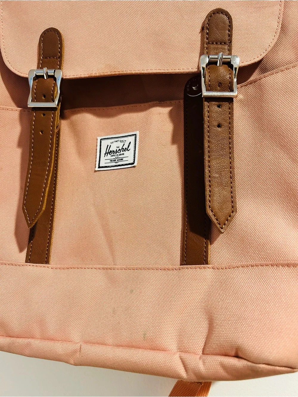 Herschel Supply Co Retreat Small Backpack-Peach with Faux Leather Straps